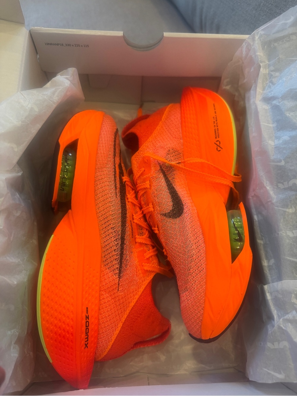 Nike Men's ZoomX Racing Shoes - Neon Orange with Black Swoosh